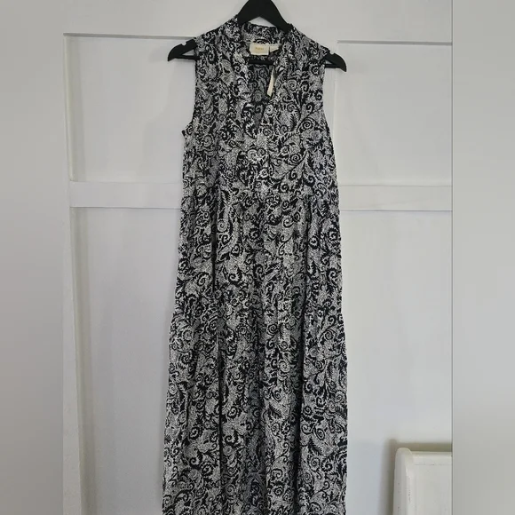 NWT Anthropologie Maeve Floral Maxi Black White Dress Small - Picture 4 of 7
